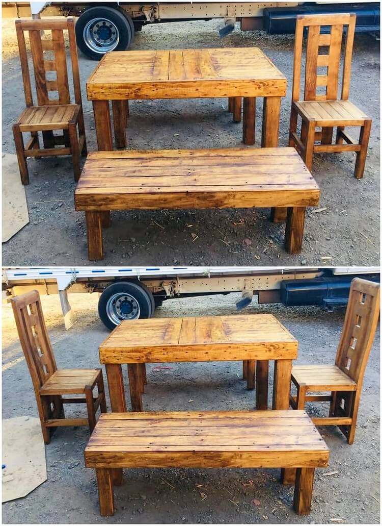 Pallet Chairs Table and Bench