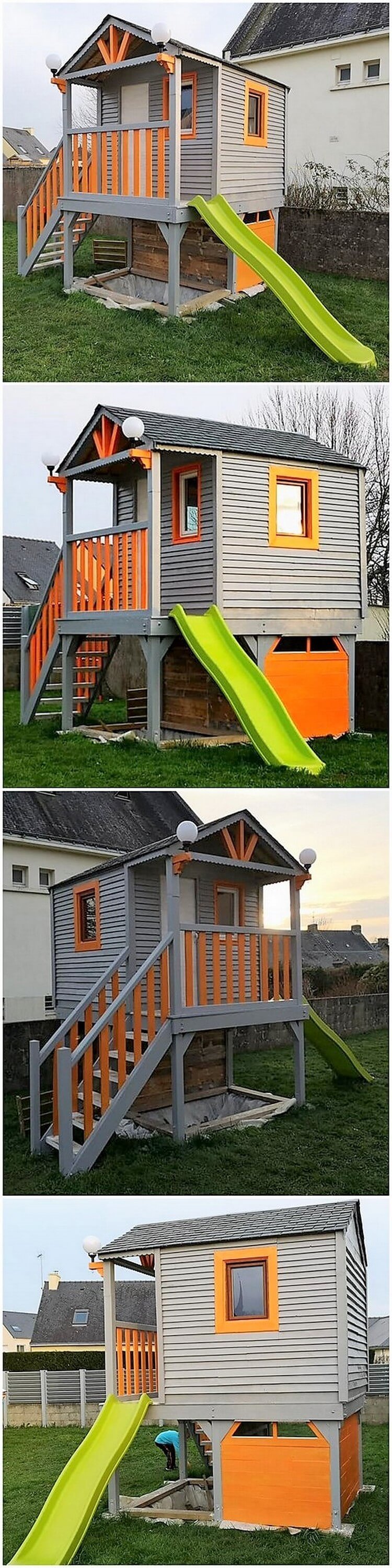 Pallet Playhouse with Slide