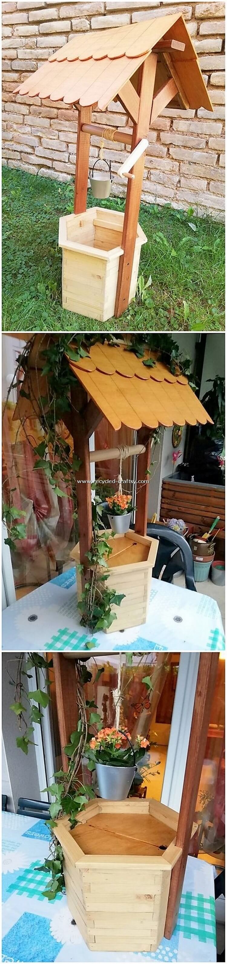 Pallet Wishing Well Planter