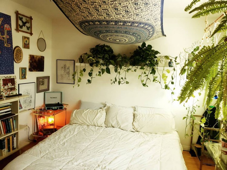 Bohemian Style Beautiful Bedroom Design (17)