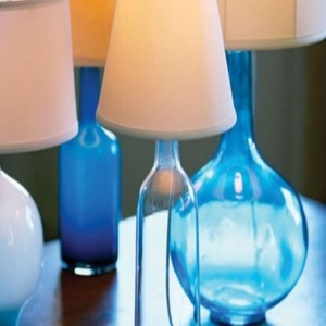 Breezy Blue Glass Bottles Lamp
