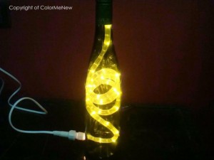 Recycled Glass Bottles Yellow Light Lamp
