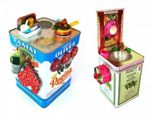 Recycled Olive Tin Can Kid Toys