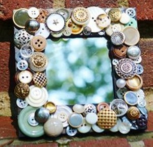 Recycled Buttons Mirror Decor