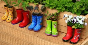 Recycled Colorful Shoes Garden Planters
