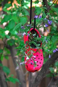 Recycled Shoes Hanging Planter