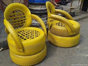 Recycled Tires Yellow Chairs