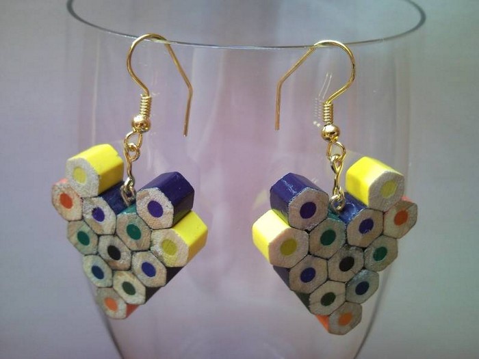 DIY Upcycled Colored Pencil Earrings