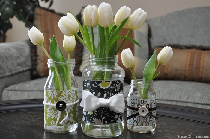 Recycled Glass Jars Flowers Vase