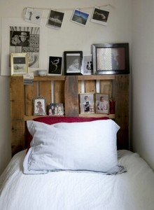 Pallet Made Headboard with Shelves