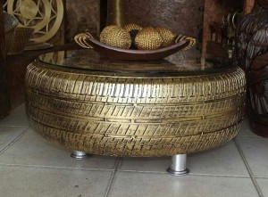 Upcycled Golden Tire Coffee Table