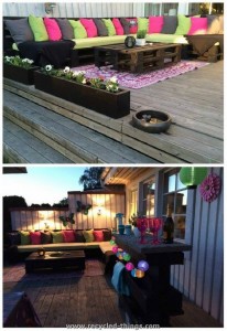 Decorated Patio Deck Pallet Couch