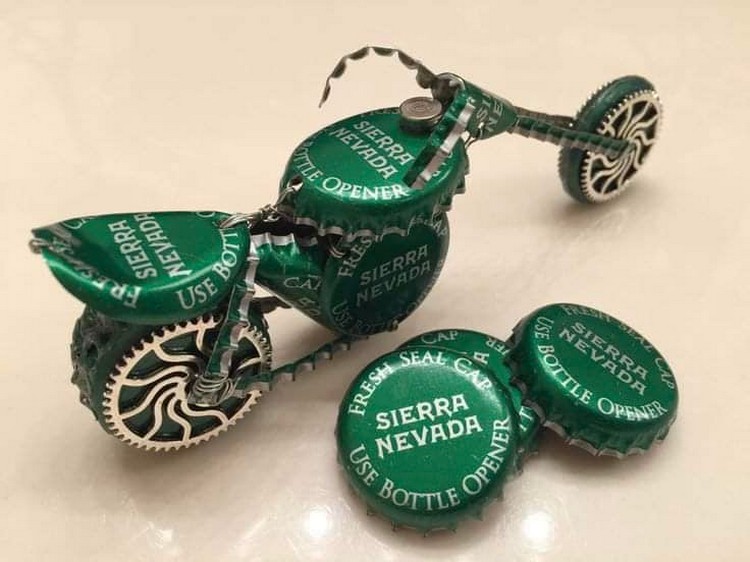 Recycled Bottle Caps Motor Bike