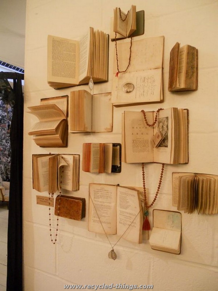 Recycled Books Wall Decor