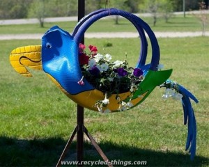 Recycled Tires Garden Bird Planter