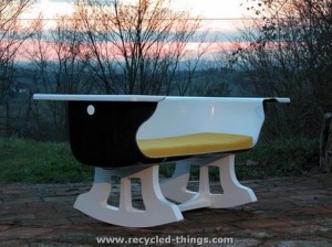 Upcycled Bathtub Bench