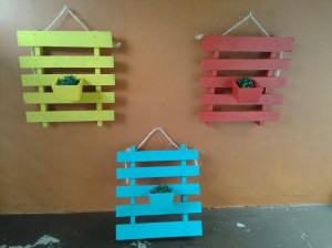 Colorful Pallet Wall Planters