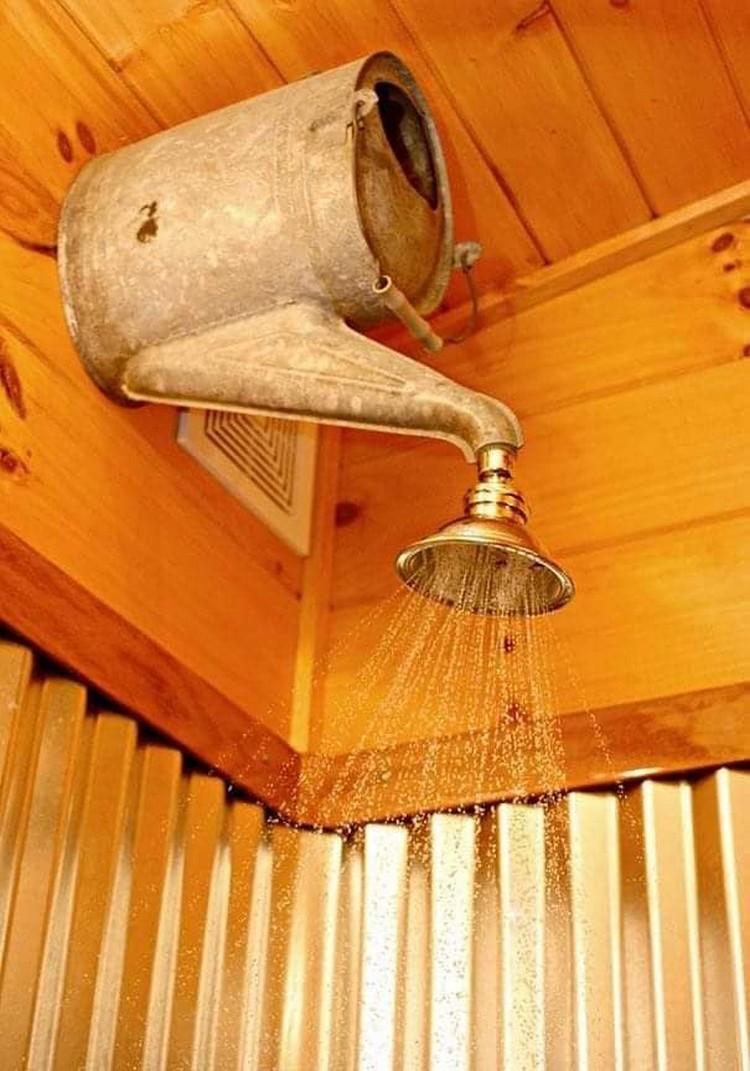 Old Recycled Garden Watering Can Shower