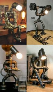 Recycled Pipes Lamp Art