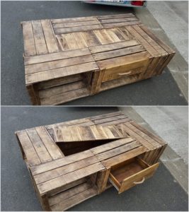 Recycled Pallet Table with Drawer