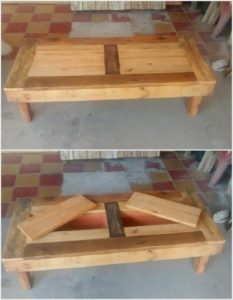Pallet Table with Hidden Storage