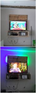 Pallet Wall LED Holder with Shelves