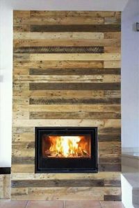 Pallet Wall Paneling with Fire Place
