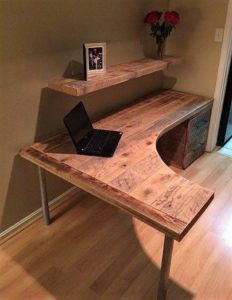 Pallet Office Table and Wall Shelf