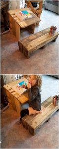 Pallet Kids Study Table and Bench