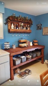 Pallet Kitchen Island Table and Wall Rack