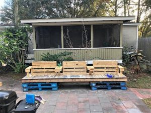 Pallet Patio Benches with Table