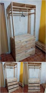 Pallet Closet with Drawers