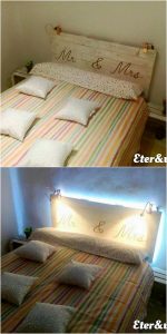 Pallet Headboard with Lights