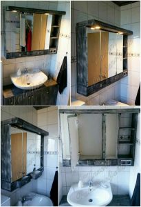 Pallet Mirror Frame with Storage