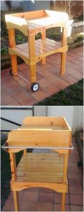 Pallet Outdoor Table on Wheels