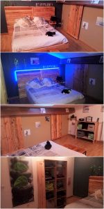 Pallet Bed Headboard with Lights