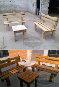 Pallet Outdoor Benches and Table