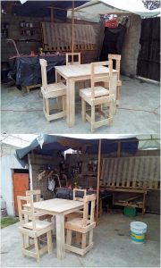 Recycled Pallet Dining Furniture Set