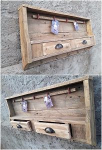 Pallet Wall Shelf with Drawers