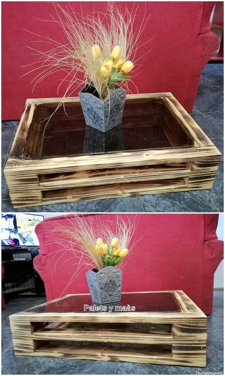 Pallet Table With Glass Top