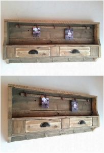 Pallet Wall Shelf with Drawers