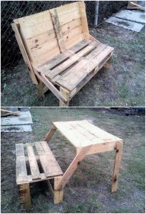 Pallet Folding Table with Bench