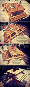 Pallet Table with Benches