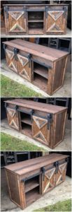 Wooden Pallet Cabinet with Sliding Doors
