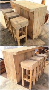 Pallet Counter Table and Stools