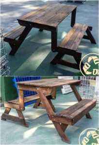 Pallet Table with Benches