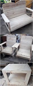 Pallet Bench Chairs and Table