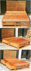 Pallet Bed with Storage Drawers