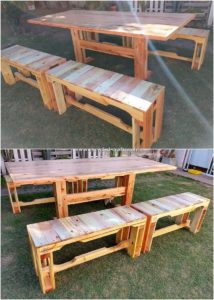 Pallet Wood Table and Benches