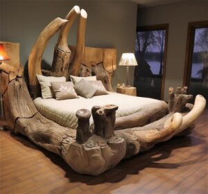 Log Wood Bed